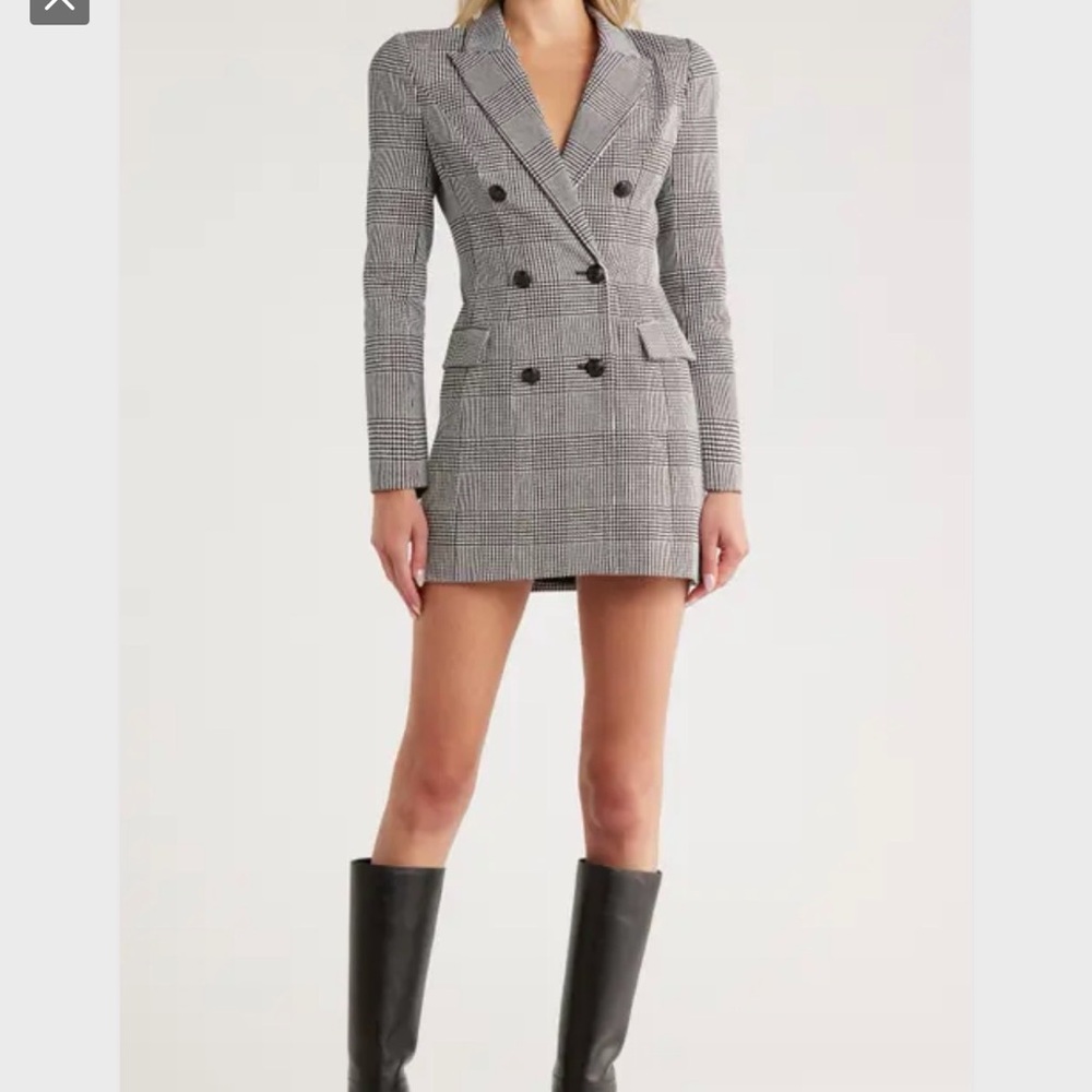 L'AGENCE Gray Plaid Blazer Dress